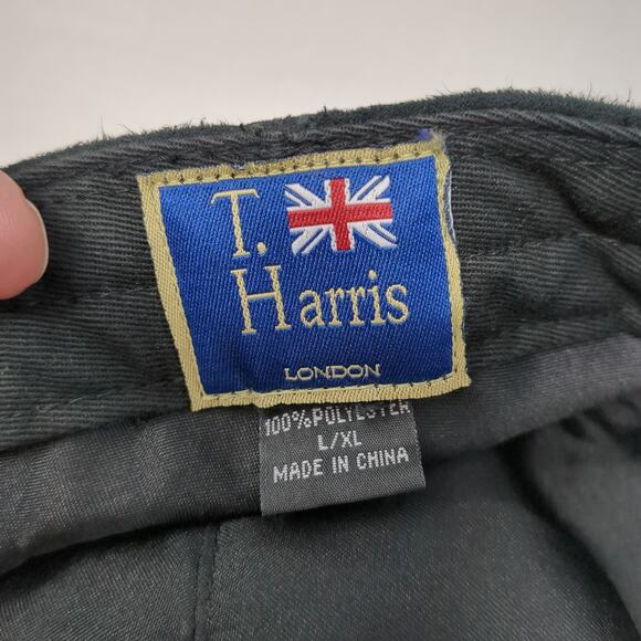 T. Harris Fitted Newsboy Cap Black XL Vintage Flat Blank Polyester - Picture 9 of 9